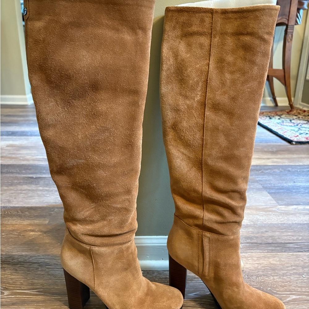Tan Suede Knee-High Women's Boots